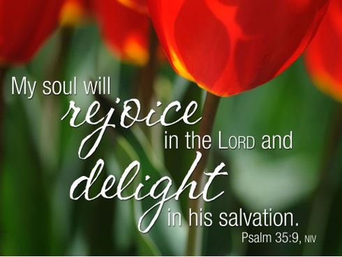 My soul will rejoice in the Lord and delight in his salvation. Psalm 35:9 NIV