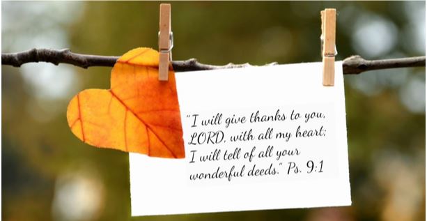 I will give thanks to you, Lord, with all my heart. I will tell you of your wonderful deeds. Ps. 9:1