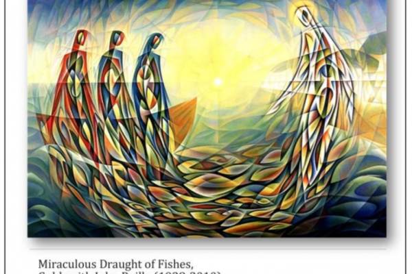 Miraculous Draught of Fishes, Goldsmith John Reilly (1928 - 2010) Oil on canvas, Painted in 1978 copyright John Reilly artist