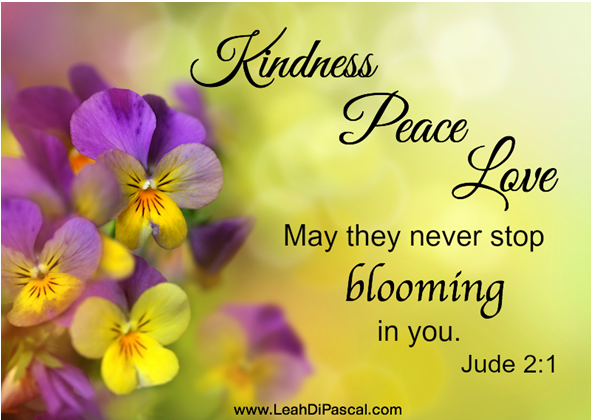 Kindness Peace Love May they never stop blooming in you. Judas 2:1