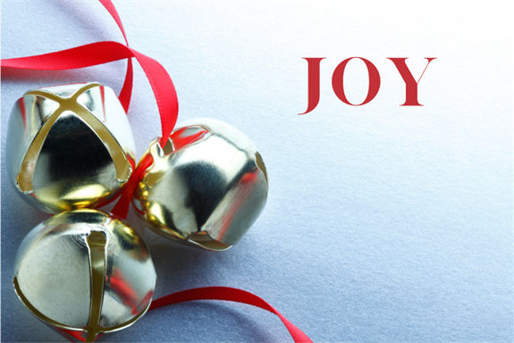 Joy written next to sleigh bells